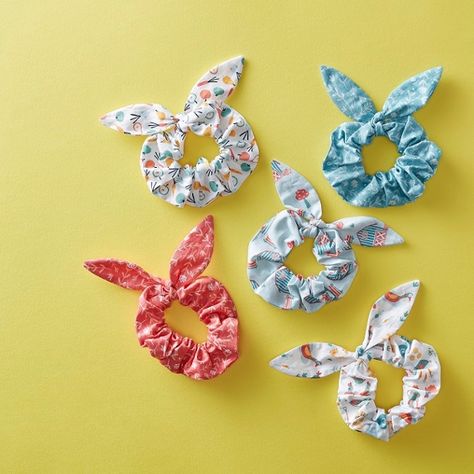 Bunny Scrunchies, Bunny Ears Template, Fat Quarter Projects, Scrap Busters, Bunny Easter, Fabric Birds, Running Stitch, Sewing Projects For Beginners, Sewing Skills