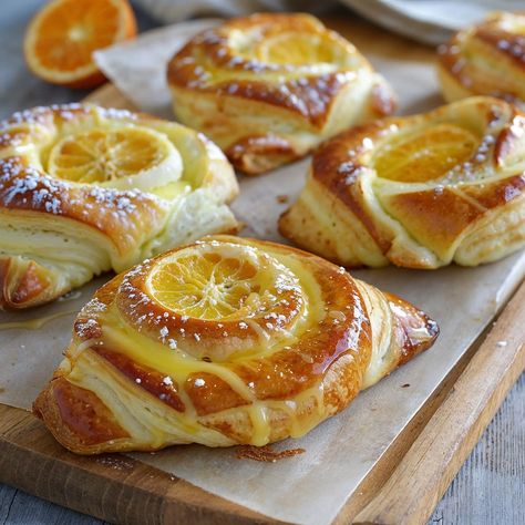 Savory Croissant Filling Ideas, Orange Croissant, Cinnamon Bread Pudding, Croissant Recipe, Danish Pastry, Cheese Danish, Cream Cheese Eggs, Sweet Citrus, Cinnamon Bread