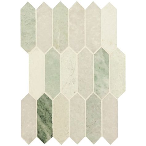 MSI Picket 10" x 14" Mosaic Wall & Floor Tile | Wayfair Green Picket Tile, Picket Tile, Green Backsplash, Mosaic Wall Tiles, Shower Surround, Accent Tile, Green Tile, Marble Mosaic, Green Marble