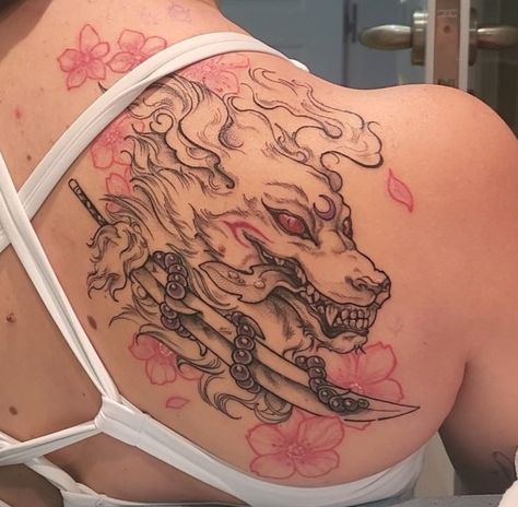 #sesshomaru #sesshomarudemon #tatto #inuyasha #tessaiga #anime #inuyashatattoo #demon Inuyasha Flower Tattoo, Inuyasha Necklace Tattoo, Inuyasha And Sesshomaru Tattoo, Kilala Inuyasha Tattoo, Amine Tattoos Ideas, Inuyasha Tattoo Sesshomaru, Inyusha Tattoo Ideas, Anime Thigh Tattoo, Demon Dog Tattoo