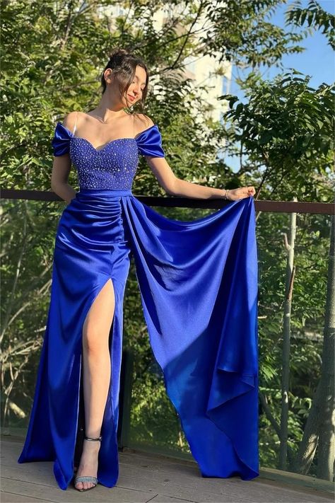 Royal Blue Prom Dress Long, Royal Prom Dress, Prom Dresses Long Blue, Split Prom Dresses, Gowns Dresses Elegant, Royal Blue Prom Dresses, Satin Dress Long, Bridesmaid Dresses Prom, Pretty Prom Dresses