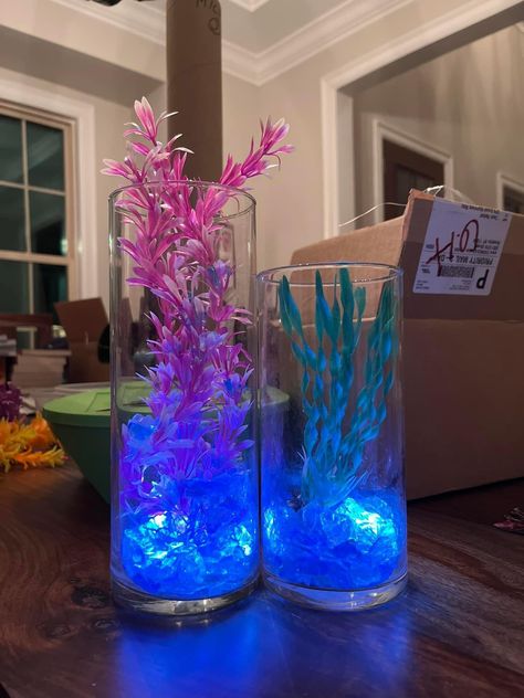 Pandora Avatar Theme Party, Outdoor Ocean Party Decorations, Merman Party Ideas, Atlantis Birthday Theme, Avatar The Way Of Water Bedroom Ideas, Avatar Theme Decoration, Avatar Centerpieces, Jellyfish Quince Theme, Avatar Sweet 16