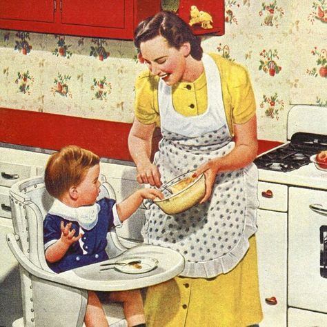 The vintage housewife and Mom.... Keeping house and caring gir the little ones. Anne Taintor, Happy Housewife, Vintage Housewife, Retro Housewife, Vintage Family, Domestic Goddess, Retro Humor, Vintage Life, E Card