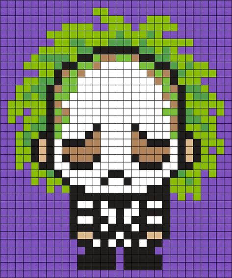 Sad Beetlejuice (Square) Perler Bead Pattern / Bead Sprite Perler Bead Patterns Easy, Halloween Perler Bead Patterns, Modele Pixel Art, Kandi Cuffs, Easy Perler Bead Patterns, Arte Nerd, Easy Perler Beads Ideas, Fuse Bead Patterns, Kandi Cuff