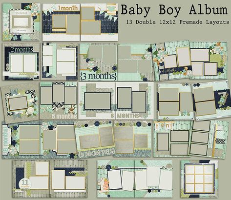 Baby Scrapbook Layouts, Scrapbook Baby Book Ideas, Baby Boy Scrapbook Layouts, Boy Scrapbook Layouts, Baby Scrapbook Album, Scrapbook Generation, 12x12 Scrapbook Layouts, Baby Scrapbook Pages, Scrapbooking Layouts Baby