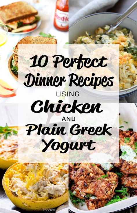 10 Perfect Dinner Recipes Using Chicken and Plain Greek Yogurt - My favorite dinner ingredients in some very good looking recipes! - ProjectMealPlan.com Yogurt Recipes Dinner, Recipes Using Yogurt, Recipe Using Plain Yogurt, Recipes With Greek Yogurt, Greek Yogurt Chicken Recipes, Plain Yogurt Recipes, Plain Greek Yogurt Recipes, Greek Yogurt Recipes Healthy, Dinner Greek