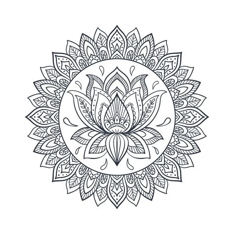 Lotus Flower Sketch, Lotus Mandala Design, Lotus Flower Colors, Queen Painting, Mandala Lotus Flower, Drawing Learning, Lotus Flower Drawing, Mandala Flower Design, Lotus Drawing