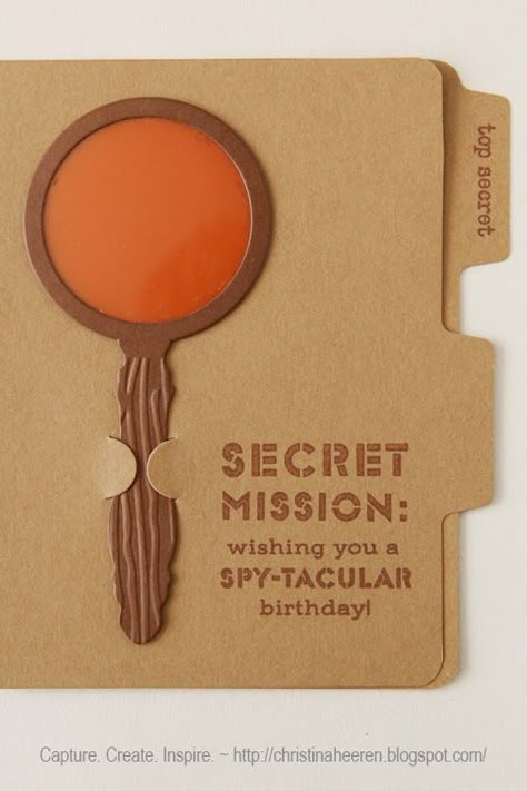 Wishing you a Spy-tacular Birthday ~ Capture. Create. Inspire. Secret Box Ideas, Interactive Gifts, Casino Birthday, Escape Room Puzzles, Fun Birthday Card, Spy Party, Secret Party, Learning Graphic Design, Interactive Cards