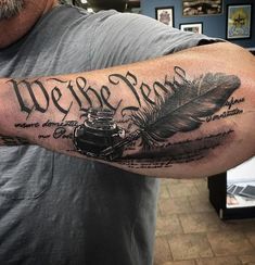 We The People Tattoos, Airborne Tattoos, American Flag Sleeve Tattoo, People Tattoos, People Tattoo, Men's Tattoos, Mens Tattoos, Flag Tattoos, Hunting Tattoos