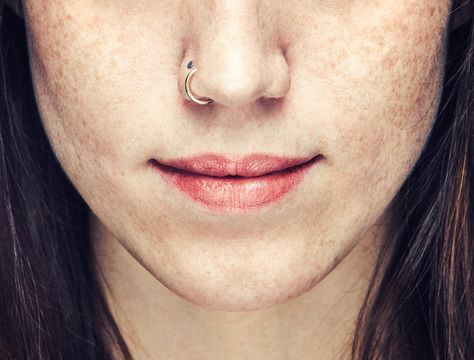 Nose Piercing Tips, Double Nose Piercing, Nose Piercing Ring, Gold Nose Hoop, Nose Piercings, Ear Style, Piercing Aftercare, Gold Nose Rings, Piercing Ring