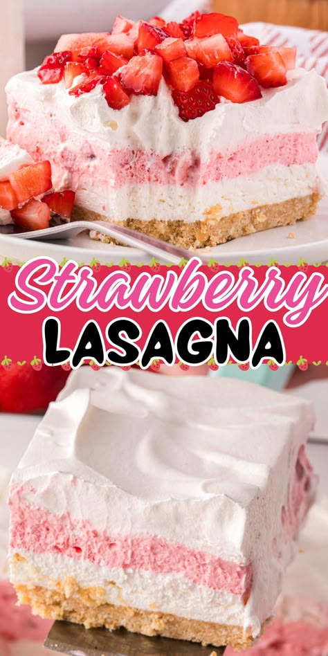 Strawberry Lasagna Desserts, Strawberry Banana Pudding Recipe, Strawberry Lasagna, Cream Jello, Cheesecake Strawberry, Vanilla Wafer Crust, Cool Whip Desserts, Vanilla Wafer, Strawberry Dessert Recipes