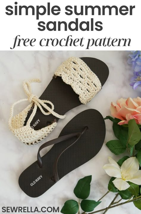 My crochet sandals are an easy and fun project for warmer weather, and so much better than the sandals in your shoe store. Check out the free crochet pattern and video tutorial! #freecrochetpattern #crochetsandals Crochet Flip Flop Pattern, Crochet Flip Flops, Sandals Patterns, Crochet Shoes Pattern, Poncho Crochet, Crochet Slipper Pattern, Crochet Boots, Mode Crochet, Crochet Sandals