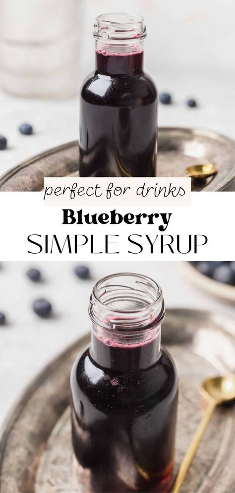 Want to jazz up a drink or treat at home with a little fruity flavor? This blueberry simple syrup is a versatile and delicious ingredient that can be used in a variety of ways to add a burst of flavor to your favorite drinks and desserts. Made with just 3 ingredients, it’s super easy to whip up a batch at home. Fruit Syrup Recipe, Syrup For Cocktails, Blueberry Syrup Recipe, Blueberry Drinks, Blueberry Simple Syrup, Simple Syrups, Syrup Recipes, Drink Syrups, Blueberry Coffee