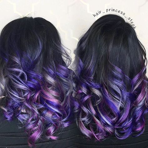 Purple And Black Hair, Purple Hair Highlights, Purple Highlights, Pulp Riot, Londonderry, Different Angles, Hair Color And Cut, How To Show Love, Purple Hair