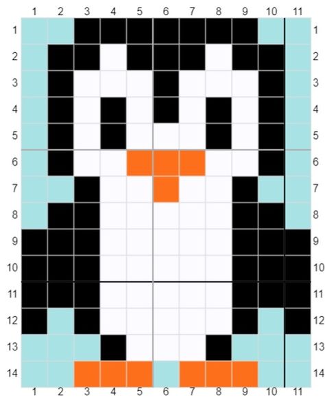 15x15 Pixel Art, Penguin Quilt Block, Penguin Pixel Art, 30 Day Drawing Challenge, Penguin Pattern, Easy Pixel Art, Pixel Crochet, Paper Weaving, Simple Cross Stitch