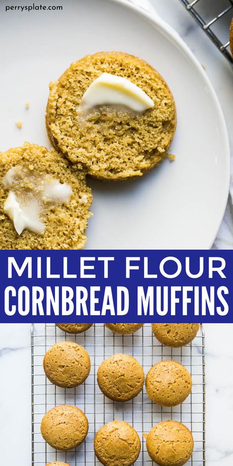 Millet Flour Biscuits, Millet Flour Muffins Recipe, Baking With Millet, Millet Flour Pizza Dough, Millet Muffins Recipe, Millet Flour Recipes Gluten Free, Millet Flour Muffins, Millet Cornbread, Millet Flour Recipes