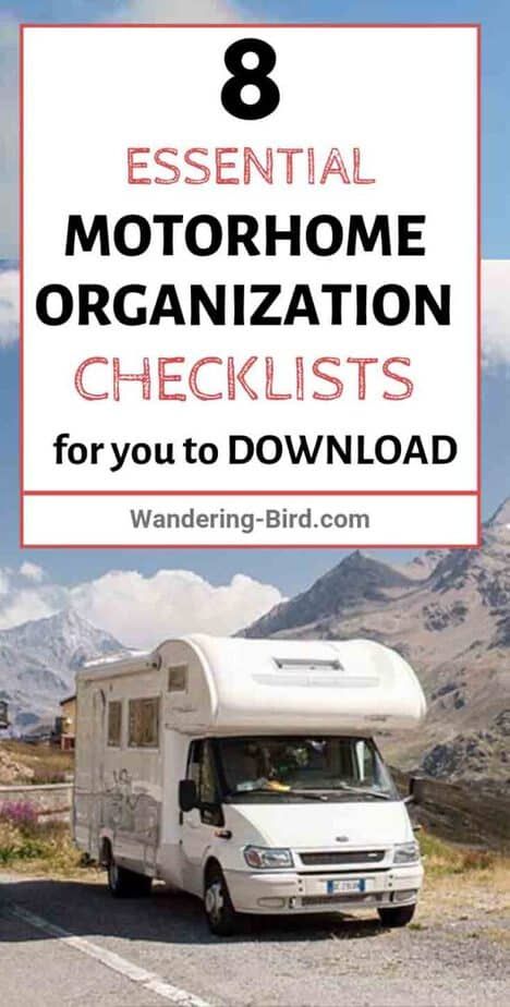 Packing a camper? Looking for RV packing tips? Here are 8 ESSENTIAL motorhome checklists you NEED to help you organize your RV. These checklists give tips, tricks packing hacks to stop forgetting anything before you set off on your road trip- as well as the best advice for RV storage! These RV checklists are downloadable & printable so you can take them in your motorhome with you! #rvlife #rvlife #packingtips #motorhome #checklists #organization Rv Roadtrip, Camping Checklist Printable, Camping Trip List, Kitchen Essentials Checklist, Camper List, Camper Organization Rv Living, Rv Living Organization, Camp Living, Rv Checklist