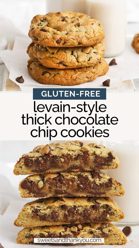 Gluten-Free Levain Chocolate Chip Cookies - Learn how to make Levain Bakery style thick gluten-free chocolate chip cookies at home! // thick gluten-free chocolate chip cookies // Levain copycat chocolate chip cookies // gluten-free levain two-chip chocolate chip cookies // the best gluten-free chocolate chip cookies // thick gluten-free cookies recipe // Sweets and Thank You Levain Cookies // Sweets & Thank You Levain Chocolate Chip Cookies Levain Gluten Free Cookies, Gluten Free Levain Style Cookies, Keto Levain Cookies, Chewy Gluten Free Chocolate Chip Cookies, Gluten Free Levain Cookies, Best Gluten Free Chocolate Chip Cookies, Gluten Free Cookies Chocolate Chip, Chocolate Chip Cookies Levain, Copycat Chocolate Chip Cookies