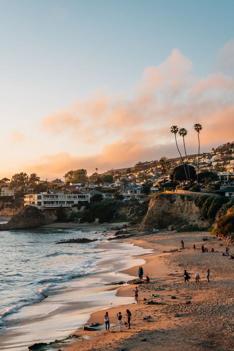 View of beach and cliffs at sunset, in Laguna Beach, Orange County, California Heisler Park, Orange County Beaches, Park Sunset, Laguna Beach California, Orange County California, Hotel Motel, Posters Framed, California Travel, Laguna Beach