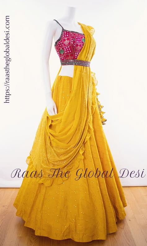 Yellow Chaniya Choli, Global Desi, Choli Dress, Navratri Dress, Wedding Lehenga Designs, Lehnga Dress, Lehenga Online, Traditional Indian Outfits, Indian Bridal Dress