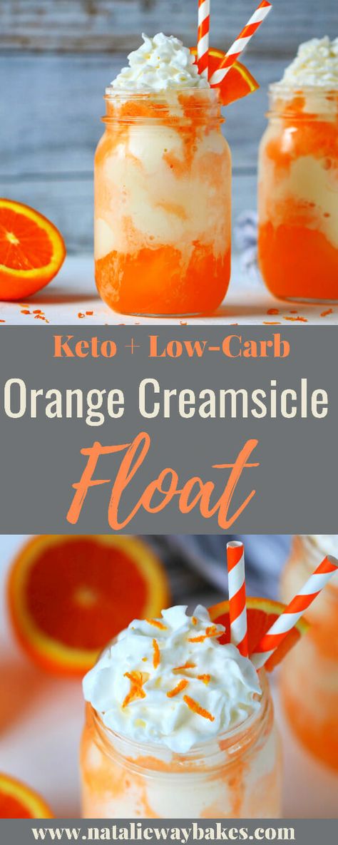 Keto Orange Juice, Keto Orange Creamsicle Fluff, Sugar Free Drink Recipes, Orange Creamsicle Float, Orange Dreamsicle Protein Shake, Frozen Orange Dreamsicle Cocktail, Keto Orange Creamsicle, Low Carb Mixed Drinks, Creamsicle Float