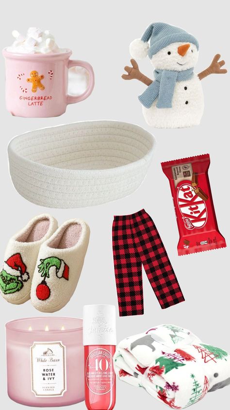 burr basket ideas ⛄ Burrrrr Basket Ideas, Santa Presents Ideas, Burr Basket Ideas For Girlfriend, Burrr Basket Ideas, Sleep Gift Basket Ideas, Berr Basket Ideas, Cute Burr Basket Ideas, Brr Basket Cheap, Christmas Burr Basket Ideas