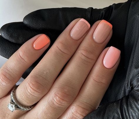 Orange Nail Designs, Coral Nails, Summer Toe Nails, Nagel Tips, Short Square Nails, Simple Gel Nails, Cute Gel Nails, Shellac Nails, Pastel Nails