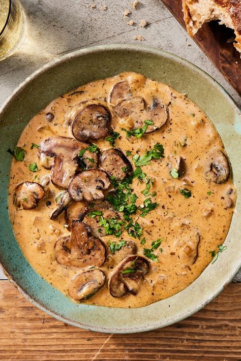 Hungarian Mushroom Soup Hungarian Mushroom Soup Authentic, Sweet Potato Mushroom Soup, Soups With Mushrooms, Hungarian Mushroom Soup Recipe, German Soup Recipes, German Soups, Hungarian Dishes, Hungarian Mushroom, Hungarian Mushroom Soup