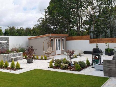 Summerhouse ideas Summerhouse Ideas, Modern Zen Garden, Tall Doors, Eclectic Garden, Timber Logs, Cabin Furniture, Upvc Windows, Roof Styles, Planning Permission