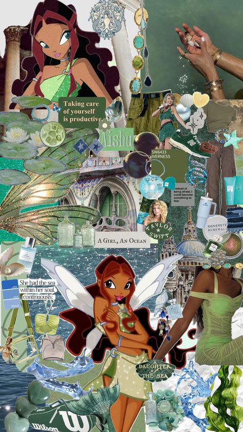 aisha from winx club #winx #aisha #aishawinx #winxclub #aesthetic #water #green Winx Club Aisha Wallpaper, Wind Club Aesthetic, Aisha Winx Aesthetic, Aisha Winx Club Aesthetic, Aisha Wallpaper, Winx Wallpapers, Winx Club Wallpaper, Winx Layla, Aisha Aesthetic