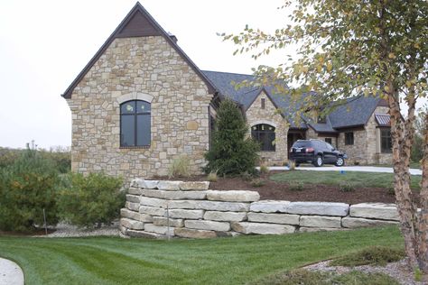 Slopped Landscape, Limestone Retaining Wall, Pool Retaining Wall, Southern Landscaping, Retaining Wall Steps, Rock Retaining Wall, Concrete Work, Walls Ideas, Front Yard Landscaping Pictures