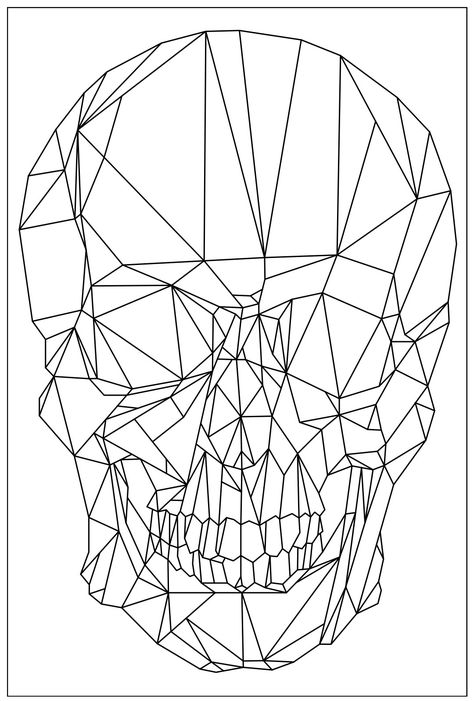 Anatomy Crafts, Geometric Skull, Skull Ideas, Optical Illusion Tattoo, Halloween Vinyl, Pen Art Drawings, Anime Printables, Architecture Collage, Diy Canvas Art Painting