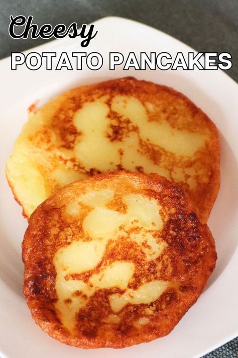 text: "cheesy potato pancakes" and photo of Potato Pancakes with Mashed Potatoes Mashed Potato Leftovers, Potato Pancakes From Mashed Potatoes, Recipe With Mashed Potatoes, Cheesy Potato Pancakes, Leftover Mashed Potato Pancakes, Crispy Potato Pancakes, Potato Pancakes Recipe, Mashed Potato Pancakes, Potatoes And Cheese