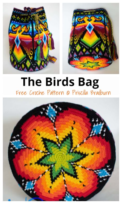 Mochila Tapestry Bag Free Crochet Patterns & Paid - DIY Magazine Free Wayuu Mochila Bag Patterns, Crochet Pattern Purse Free, Hippie Crochet Patterns, Wayuu Bags Pattern, Mochila Crochet, Crochet Backpack Pattern, Hippie Crochet, Free Crochet Bag, Crochet Backpack