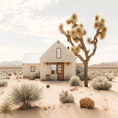 Everywhere® on Instagram: "The Mojave Ecosystem design was created to design and build homes optimized for the desert. Taking all the natural elements into high consideration along with the materials and products used for maximum energy value and sustainability for a desert environment. Explore more at everywhereco.com/mojave #EverywhereEcosystems" Desert Tiny House, Desert Home Exterior, Ecosystem Design, Aspen Landscaping, Farmhouse Idea, Desert Farmhouse, Best Home Plans, White Cabin, A Frame Cabins