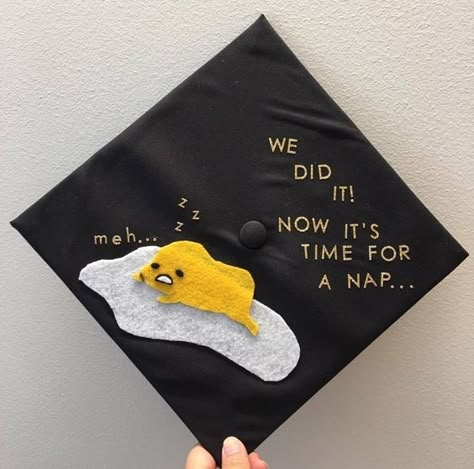 47 Insanely Cute Graduation Cap Ideas That Will Steal Your Heart Instantly! 102 Graduation Cap Designs South Park, Cartoon Graduation Cap Ideas, Garfield Graduation Cap, Gudetama Graduation Cap, Caps Ideas For Graduation, Graduation Cap Designs Gilmore, Graduation Cap Designs Sanrio, Minion Graduation Cap, High School Cap Ideas