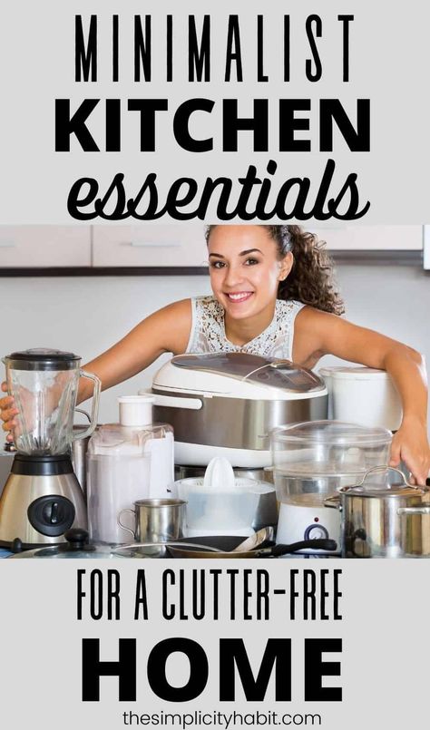 Kitchen Necessities List, Kitchen Items List, Minimalist Cooking, Minimalism Kitchen, Minimalist Kitchen Essentials, Kitchen Essentials List, Clutter Free Kitchen, Kitchen Pans, Kitchen Necessities