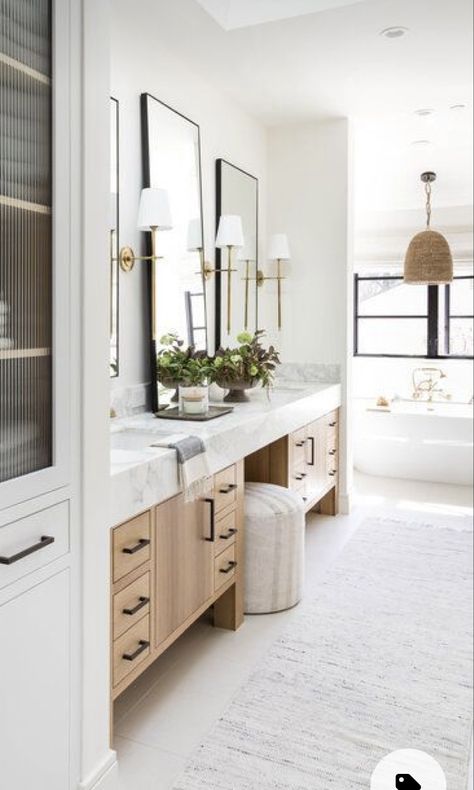 Modern Coastal Bathroom, Pure Salt Interiors, Master Bath Vanity, Pure Salt, Coastal Bathrooms, Master Bath Remodel, Bathroom Design Ideas, Bathroom Remodel Designs, Bathroom Renos