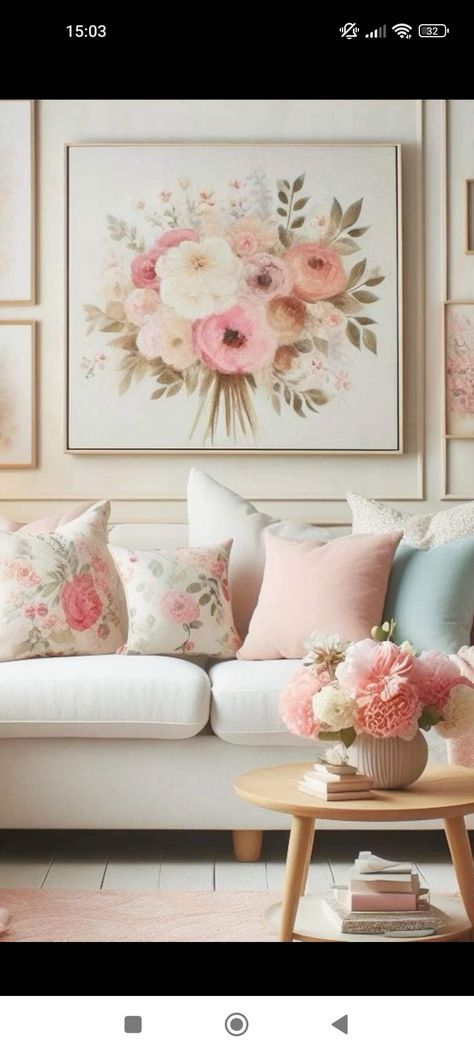 Pastel House Decor, Pastel Living Room Ideas, Blue And Cream Living Room, Mom Room, Floral Living Room, Pastel Living Room, Cottagecore House, Cream Living Rooms, Babe Cave