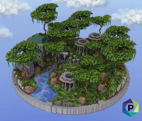 Overrun By Nature, Minecraft Jungle House, Minecraft Logic, Jungle Ruins, Minecraft Kingdom, Minecraft Garden, Minecraft Structures, Jungle House, Minecraft Banners