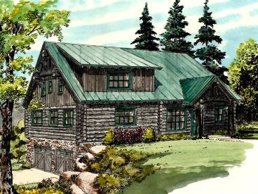 Log Home Plan, 066L-0001 Log Home Flooring, Log Cabin House, Rustic Mountain Homes, Country Floor Plans, Log Home Floor Plans, Log Home Plans, Cabin House, Log House, Mountain House Plans