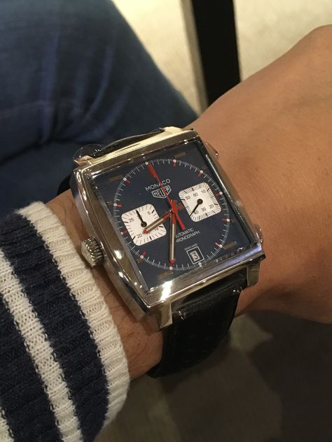 Tag Heuer Monaco, Tag Heuer Aquaracer, Square Watch, Tag Heuer, Jaeger Watch, Luxury Watches, Chronograph, Monaco, Time Piece