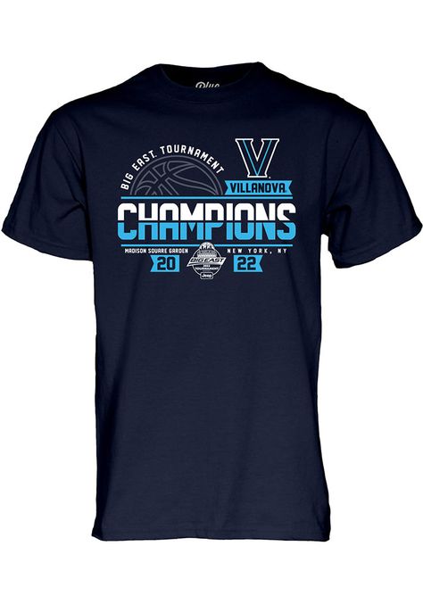 Show off your team pride in this Villanova Wildcats Navy Blue Big East Basketball Tournament Champions Short Sleeve T Shirt! This Villanova Short Sleeve Tee features a . Make sure everyone knows you root for the Wildcats with this Navy Blue Villanova T Shirt. Go Wildcats! Classic style, Double stitched sleeve and bottom hem, Relaxed fit, 100% heavy weight cotton, Unisex, Fit: True to Size, 100% COTTON, Machine wash, 4 Basketball Camp Shirts, School Sports Shirts, Black Polo T Shirt, Basketball Shirt Designs, Team Shirt Designs, School Shirt Designs, Sports Tshirt Designs, Sport Shirt Design, Basketball Tournament