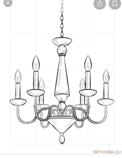 How To Draw A Chandelier Easy, How To Draw A Lamp, Chandelier Drawing Simple, Lip Sketches Pencil, Chandelier Clipart, Chandelier Illustration, Chandelier Drawing, Ceiling Drawing, Rachelle Kearns