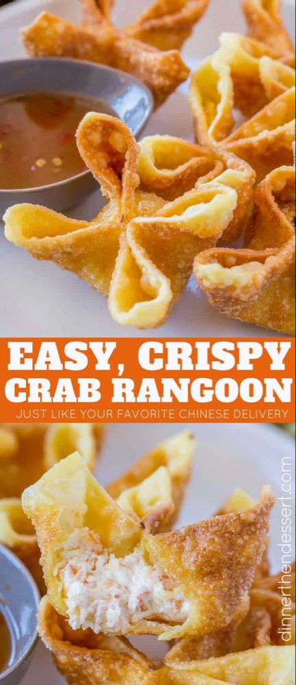 Crab And Cream Cheese, Rangoon Recipe, Crab Rangoon Recipe, Cheese Wontons, Cream Cheese Wontons, Homemade Chinese Food, Sweet And Sour Sauces, Wonton Recipes, Mapo Tofu