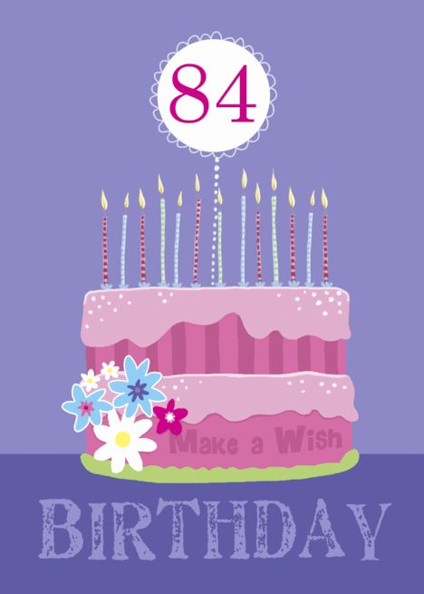 84th Pink Birthday Cake with Candles for Her card Happy 86th Birthday, 35th Birthday Cakes, Sister Birthday Cake, Minimalist Birthday Card, 65 Birthday Cake, Deck Of Card, Friends Birthday Cake, Cake With Candles, 90th Birthday Cakes