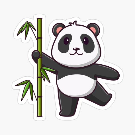 Panda Holding Bamboo, Bamboo Design, Sticker Cute, Cute Panda, Theme Design, Animal Theme, Cute Stickers, Top Artists, Sticker Design