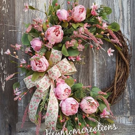 Wreaths Mesh, Bandana Wreath, Fairy Lantern, Floral Door Wreaths, Peony Wreath, Spring Floral Wreath, Floral Grapevine, Easter Spring Wreath, Easter Wreath Diy