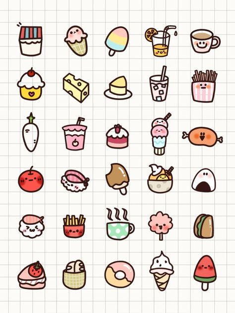 Cute Mini Food Drawings, Cute Food Doodles Easy, Mini Food Drawings, Cute Food Drawings Easy, Cute Food Doodles, Food Drawing Easy, Cute Small Drawings, Matching Best Friend Tattoos, Food Doodles