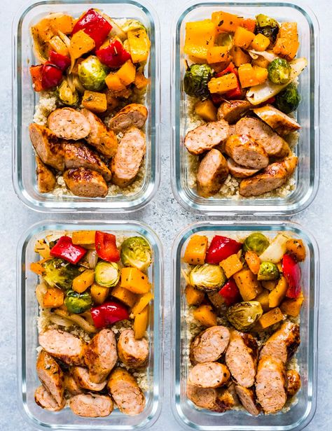 Budha Bowl, Sheet Pan Sausage And Veggies, Pan Sausage And Veggies, Sheet Pan Sausage, Healthy Sheet Pan, Sausage And Veggies, Whole30 Meal Prep, Ww Meals, Prep Meals